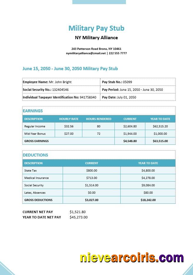 Military Pay Stub